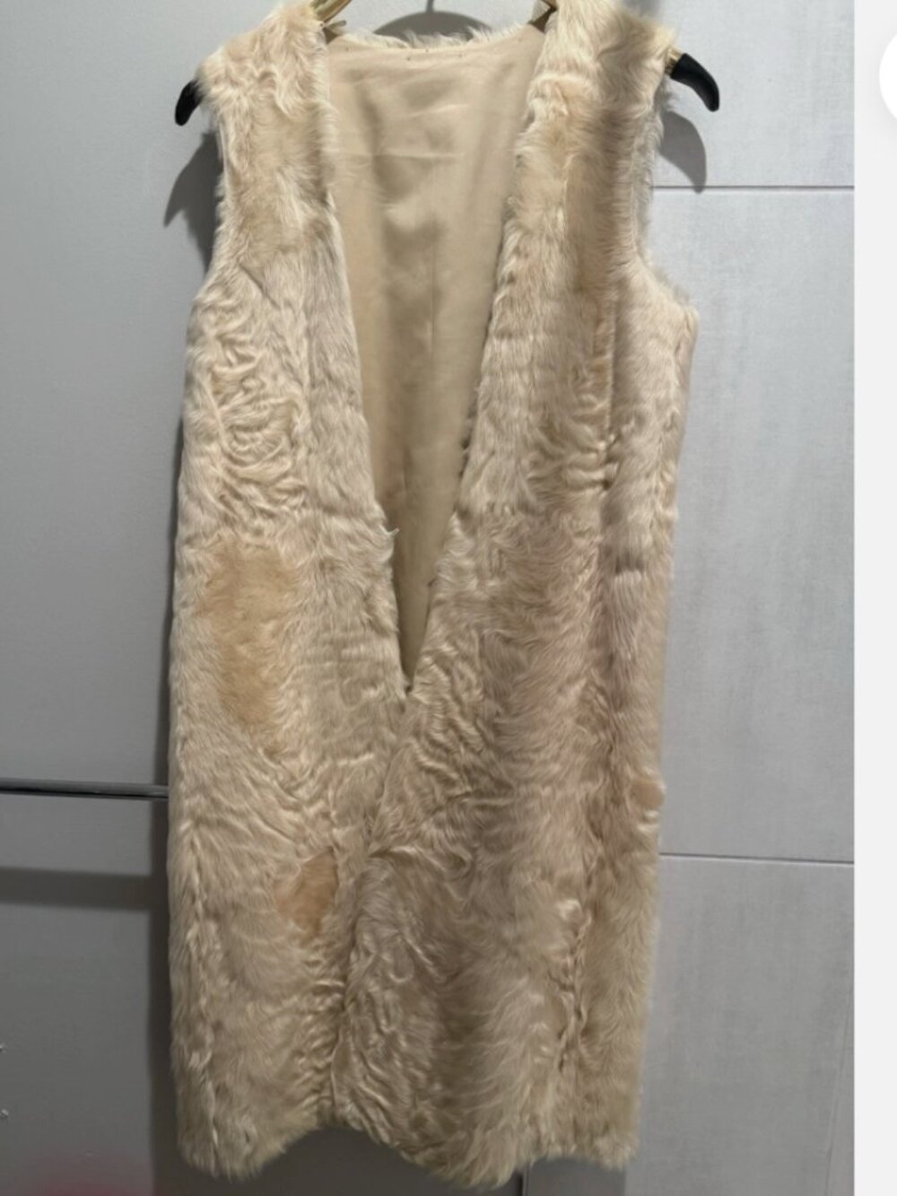 Gorgeous (Curly Lamb?) Fur Vest Vintage 70s Boho Chic Fur Long Vest